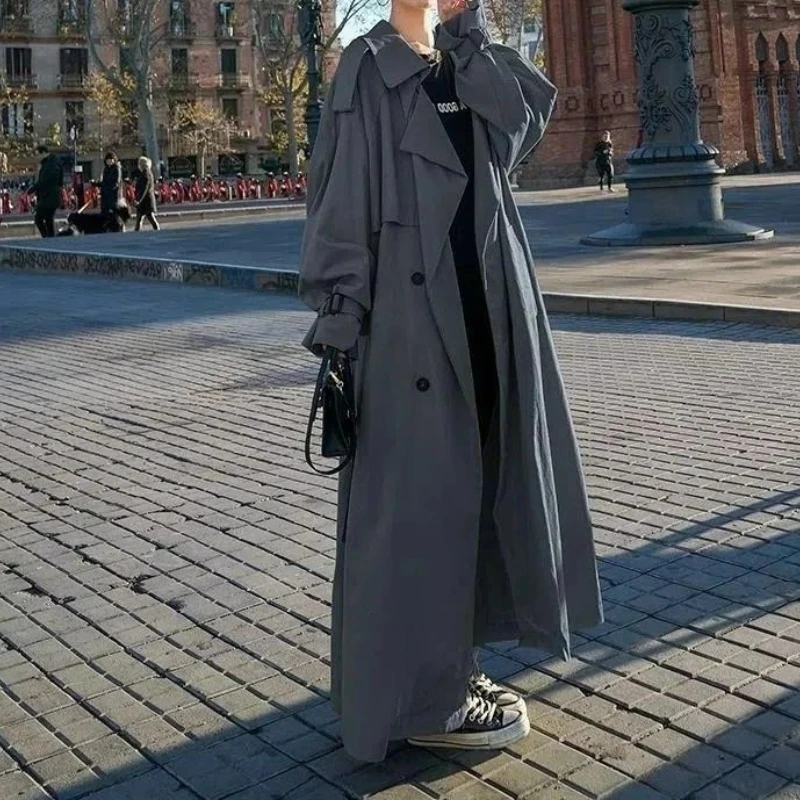 

2025 Trench Coat for Female Students Long To Ankle Length Tall and Oversized Jacket Autumn and Winter