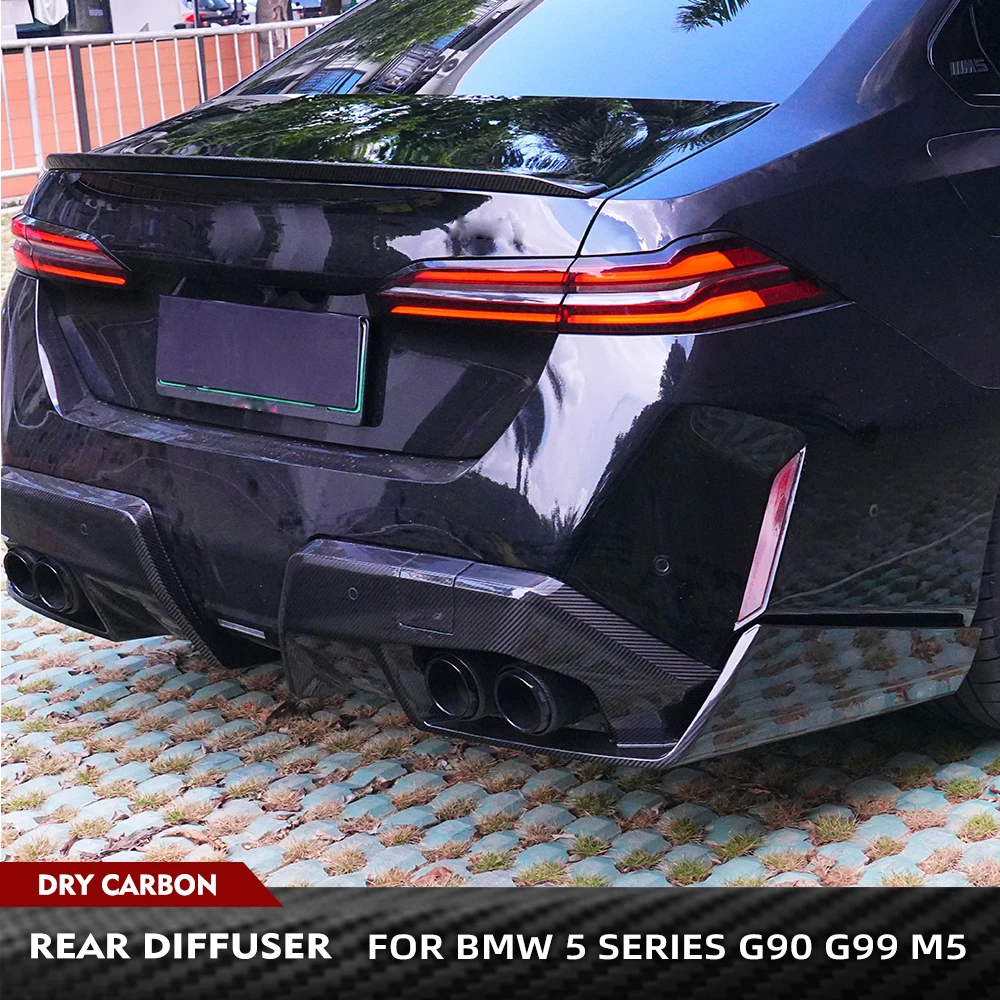 

Для BMW 5 серии G90 G99 M5 2024 2025 Prepreg сухой карбоновый задний спойлер, сплиттер, комплекты автомобильного заднего бампера, диффузор, спойлер, сплиттеры