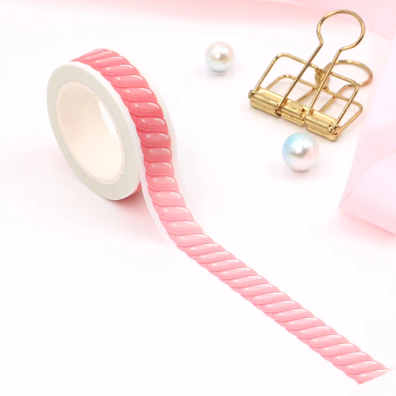 1PC Decorative Pink border Japanese Paper Washi Tapes for Bullet Journal Adhesive Border Masking Tape Cute Stationery 15mm*10m