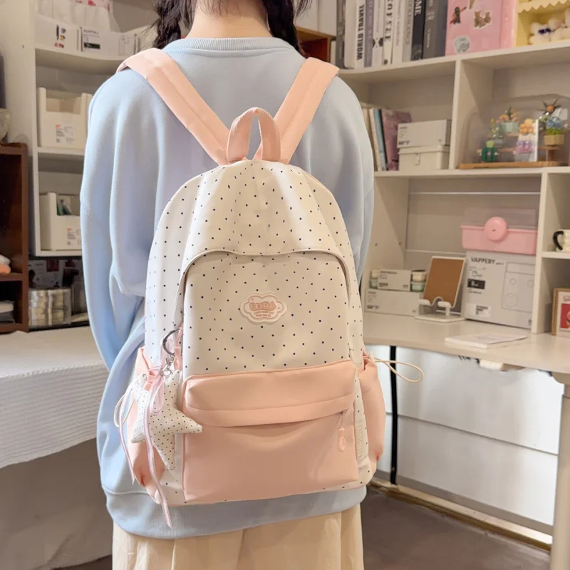 Ransel Sekolah Gaya Korea untuk Anak Perempuan Junior, Ringan, Kapasitas Besar, Tas Buku Kampus Modis, Ransel Perjalanan Kasual