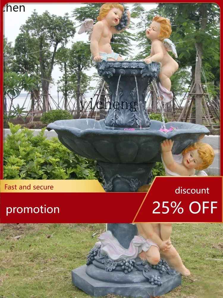 

YFY European water fountain fish pond sculpture home outdoor decoration floor-to-ceiling villa ornament fairy garden