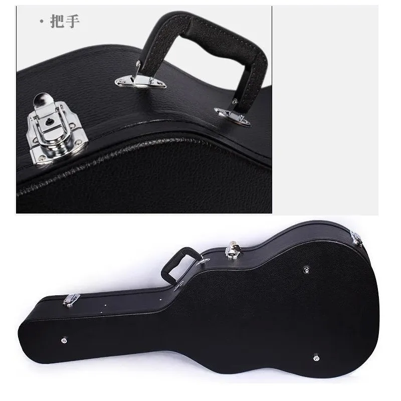 41 Inch Black PVC Folk Guitar case for 41 Inch 40 Inch Folk Guitar with Velvet Lining