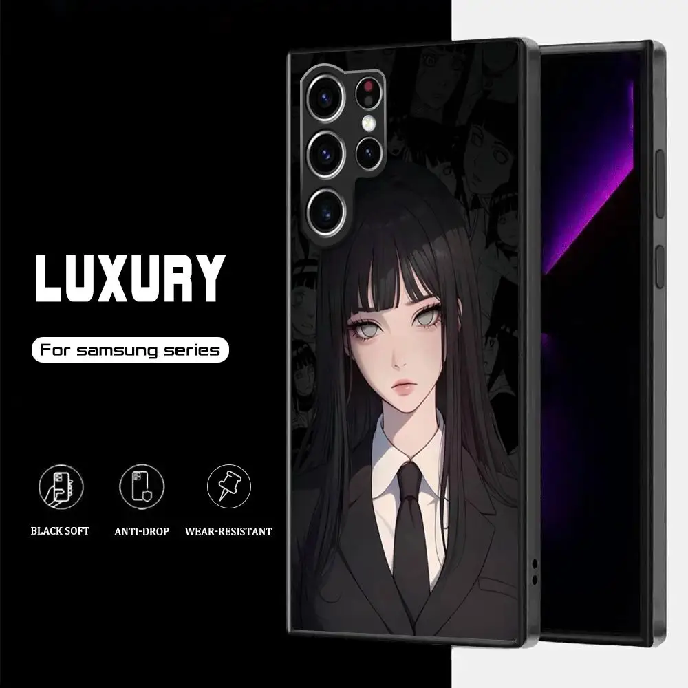 Moda n-narutos hyuuga hinata caso de telefone para samsung galaxy s25 s24 s23 s22 s21 s20 plus ultra note20 preto macio