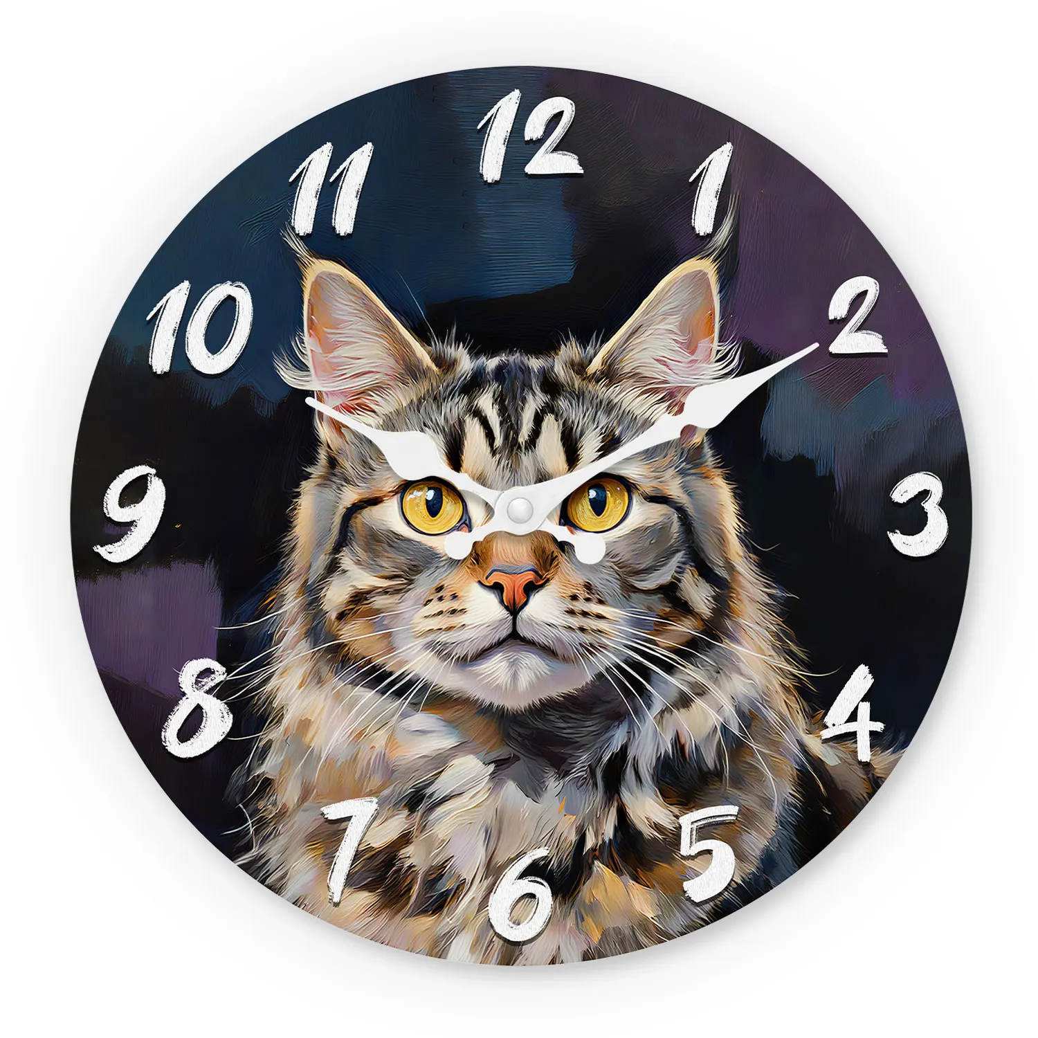 Wooden Wall Clock with Cat Pattern, 10-16inch Silent Wall Clocks, Aa Battery Powered, Suitable for Living Room, Bedroom, Office, (Battery Not Included), Mother's Day, Easter, April Fool's Day