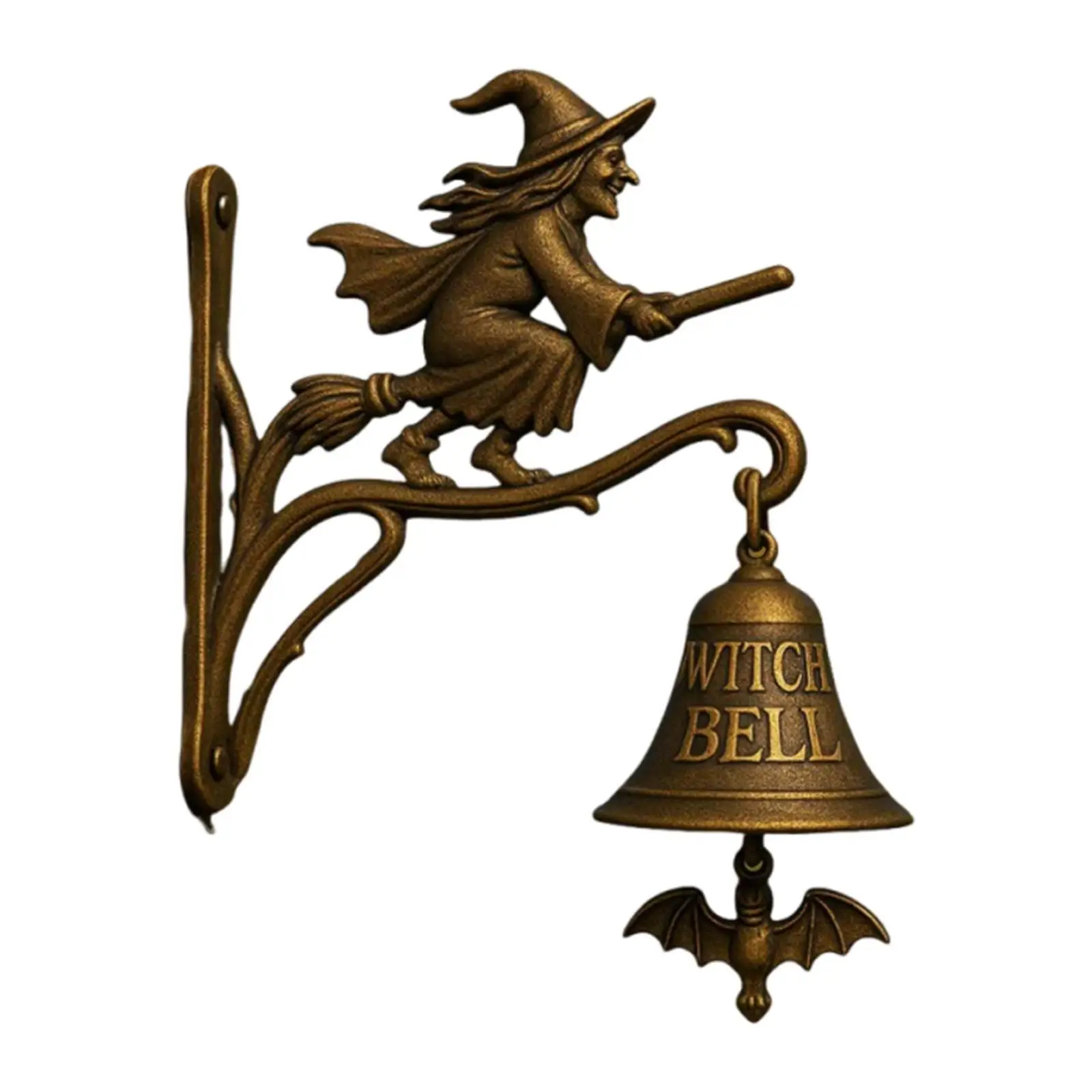 دخول جرس الباب ديكور خمر نمط هالوين الساحرة ركوب مكنسة ريفي عشاء جرس للمنزل داخلي في الهواء الطلق خارج جدار حديقة #1