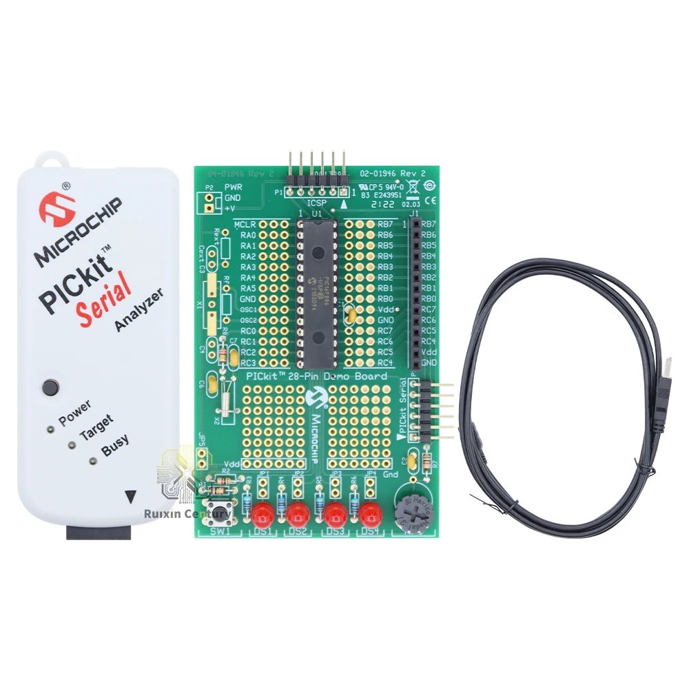 FOR Microchip DV164122 PICkit Serial Analyzer Development Board PIC16F886 28-Pin Demo Board USB I2C SPI USART GUI Genuine