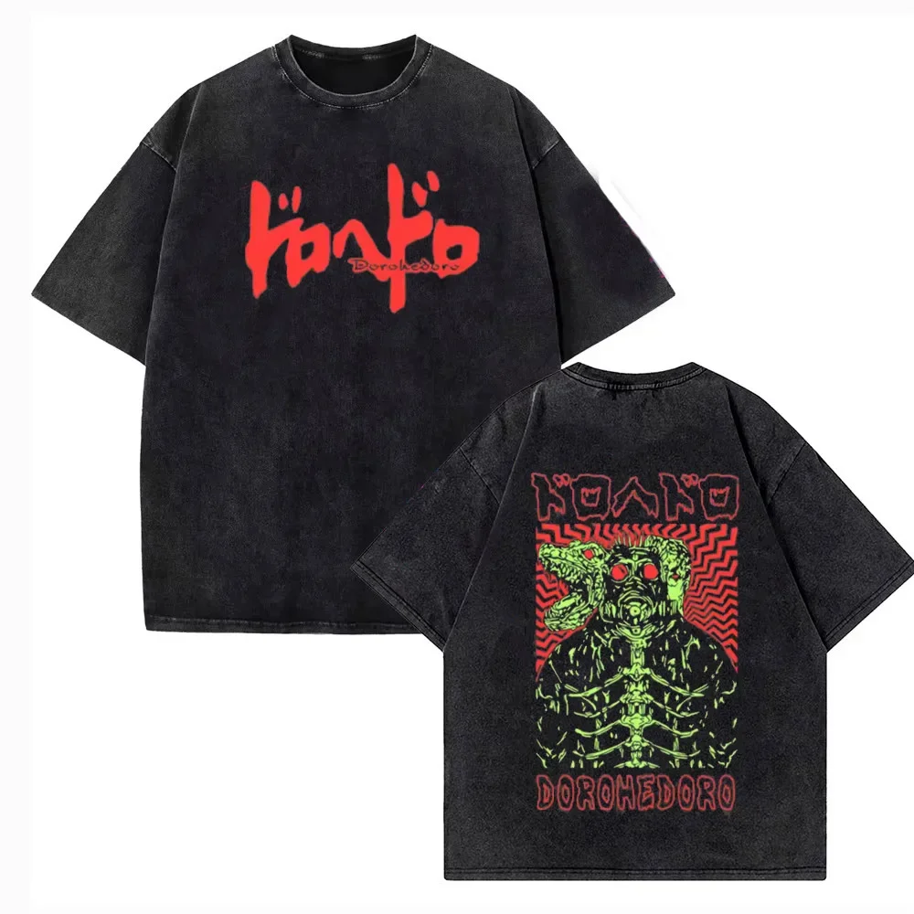 Dorohedoro Shirt Vintage Washed Unisex Oversized Dark Fantasy Streetwear Weiches Baumwoll-Kurzarm-T-Shirt Geschenk Kleidung Oberteile Hot