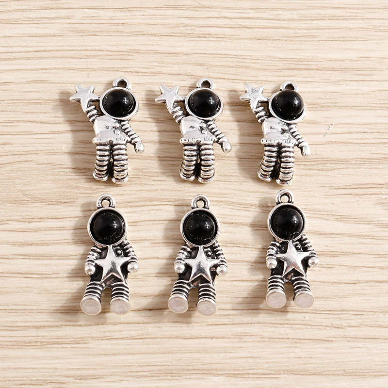 Tusember 10 Stück Legierung Spaceman Stern Astronaut Charm Anhänger für Schmuckherstellung Ohrringe Armband Halskette Zubehör DIY Handwerk – Detail 7