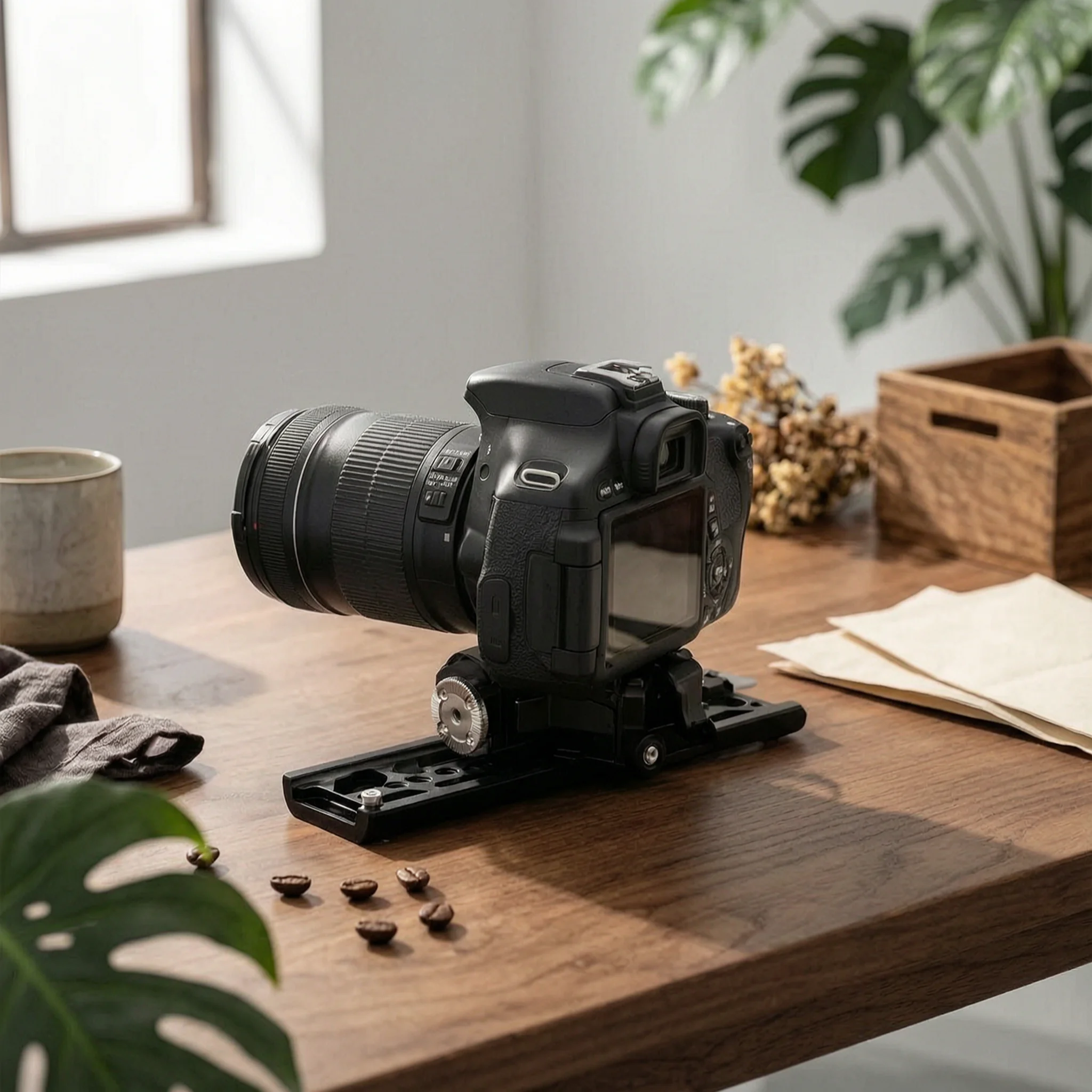 Camera Baseplate with Rod Clamp and Quick Release Plate Universal Mounting Plate with Threaded Holes for Tripod Use