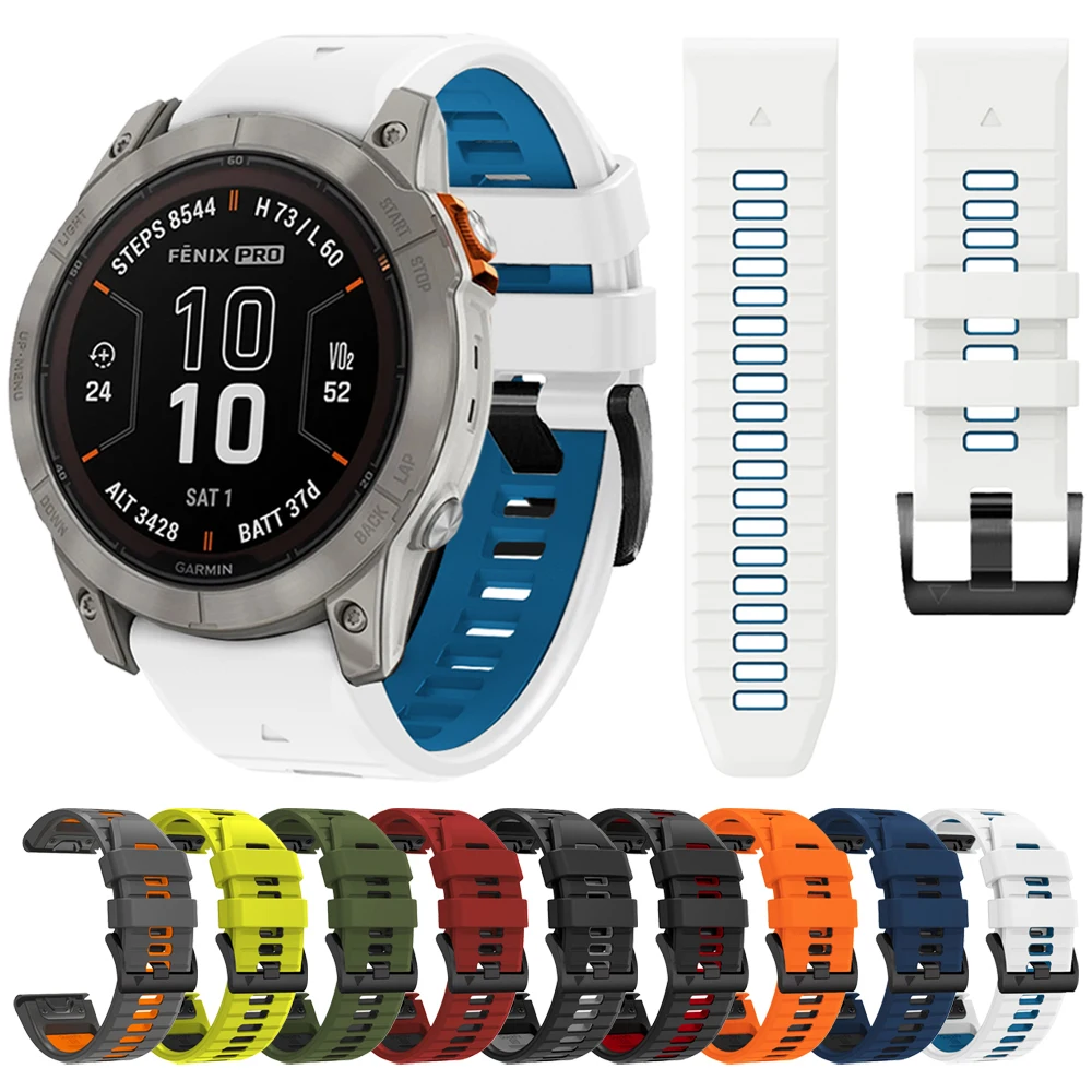 QuickFit 26mm 22mm Strap For Garmin Fenix 7X 7 6/TACTIX DELTA/Instinct 2X/Descent Mk2 Mk2i G1/MARQ/Enduro 2 Silicone Watch Band