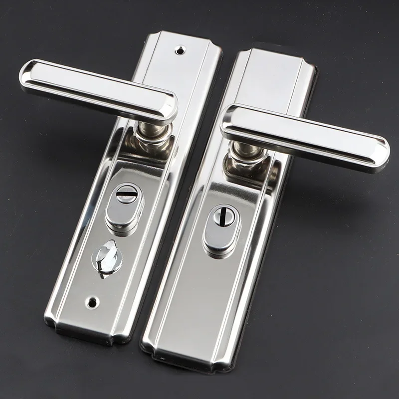 304 Stainless Steel Door Handle Security Door Handle Entry Thickened Panel Mechanical Lock