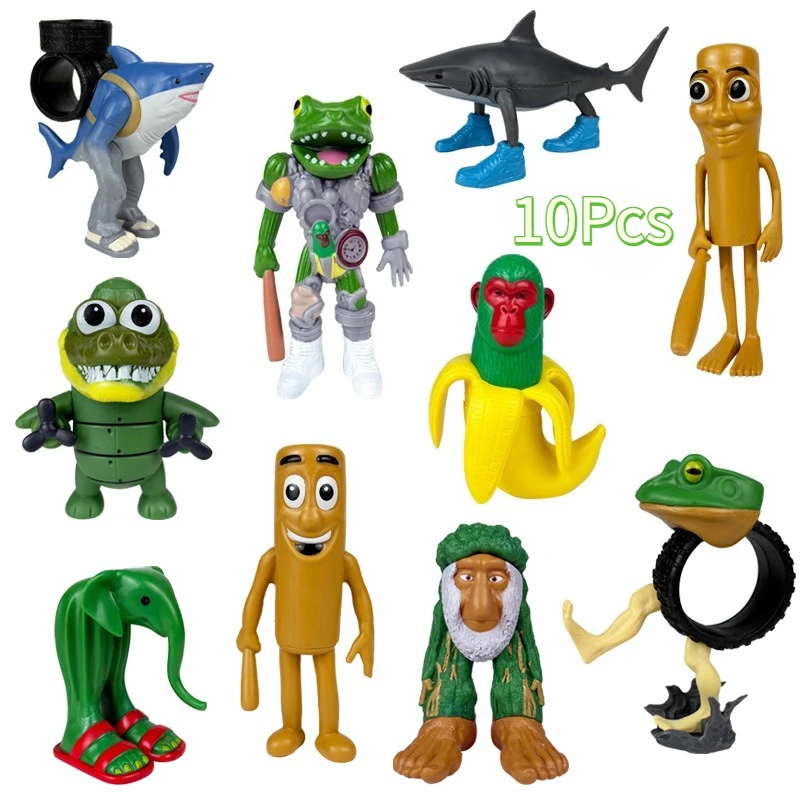 

10Pcs/Set Italian Brainrot Action Figure Tung Tung Tung Sahur Toy Set Tralalero Tralala Bombardino Crocodilo Model Kids Gift