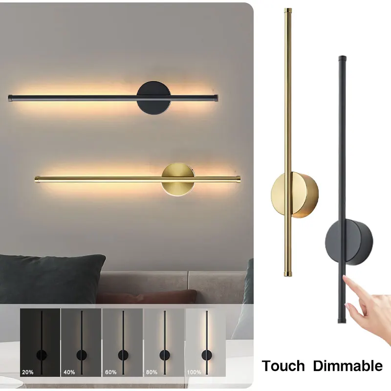 

Черное золото сенсорный переключатель с регулируемой яркостью светодиодные настенные светильники для коридора, прохода, жесткие светодиодные настенные светильники, настенное бра для кухни, столовой