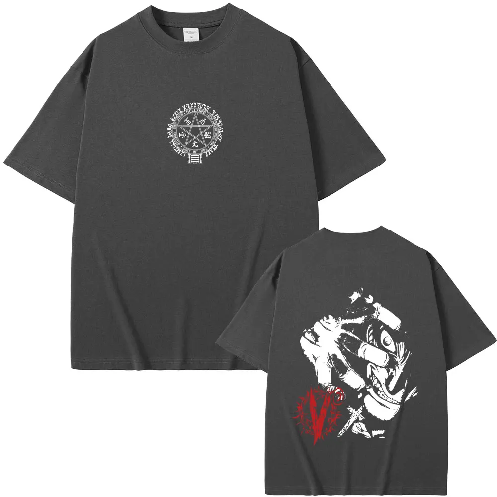 Anime Hellsing Abraham Van Helsing Vampire Alucard Merch T-shirt Men Women Manga Oversized Streetwear Male Casual Cotton Tshirt