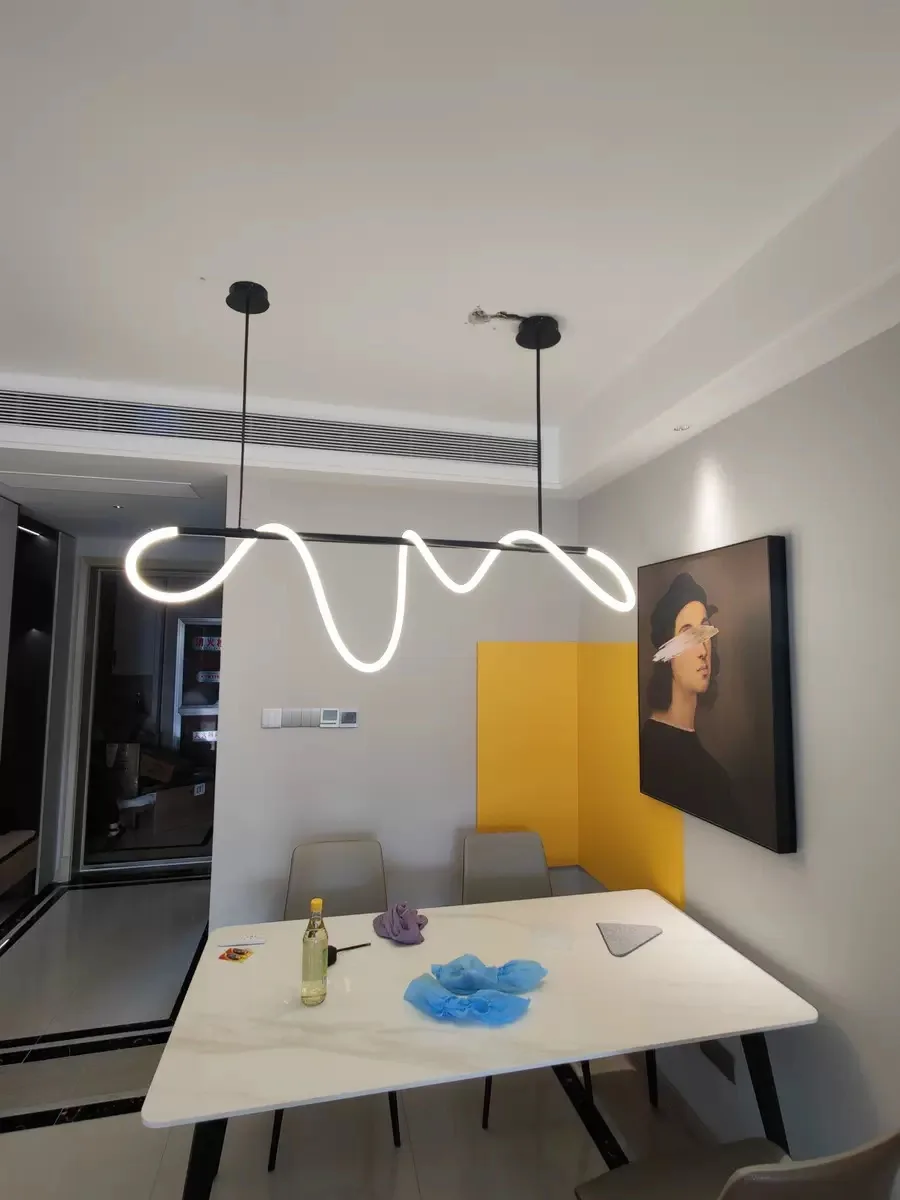 led round tube chandelier linha simples lampadas postmodern art nota candelabro criativo personalidade casa restaurante bar 01