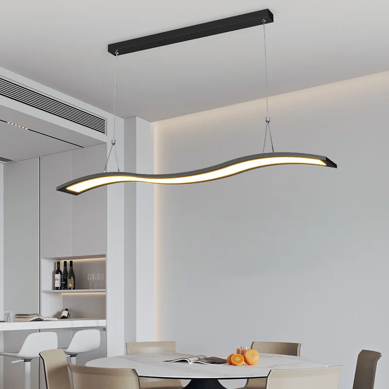 Simples Lustres LED modernos para sala de jantar, Ilha Long Hanging Lamp, Iluminação interior para restaurante bar e escritório, Iluminação para cozinha