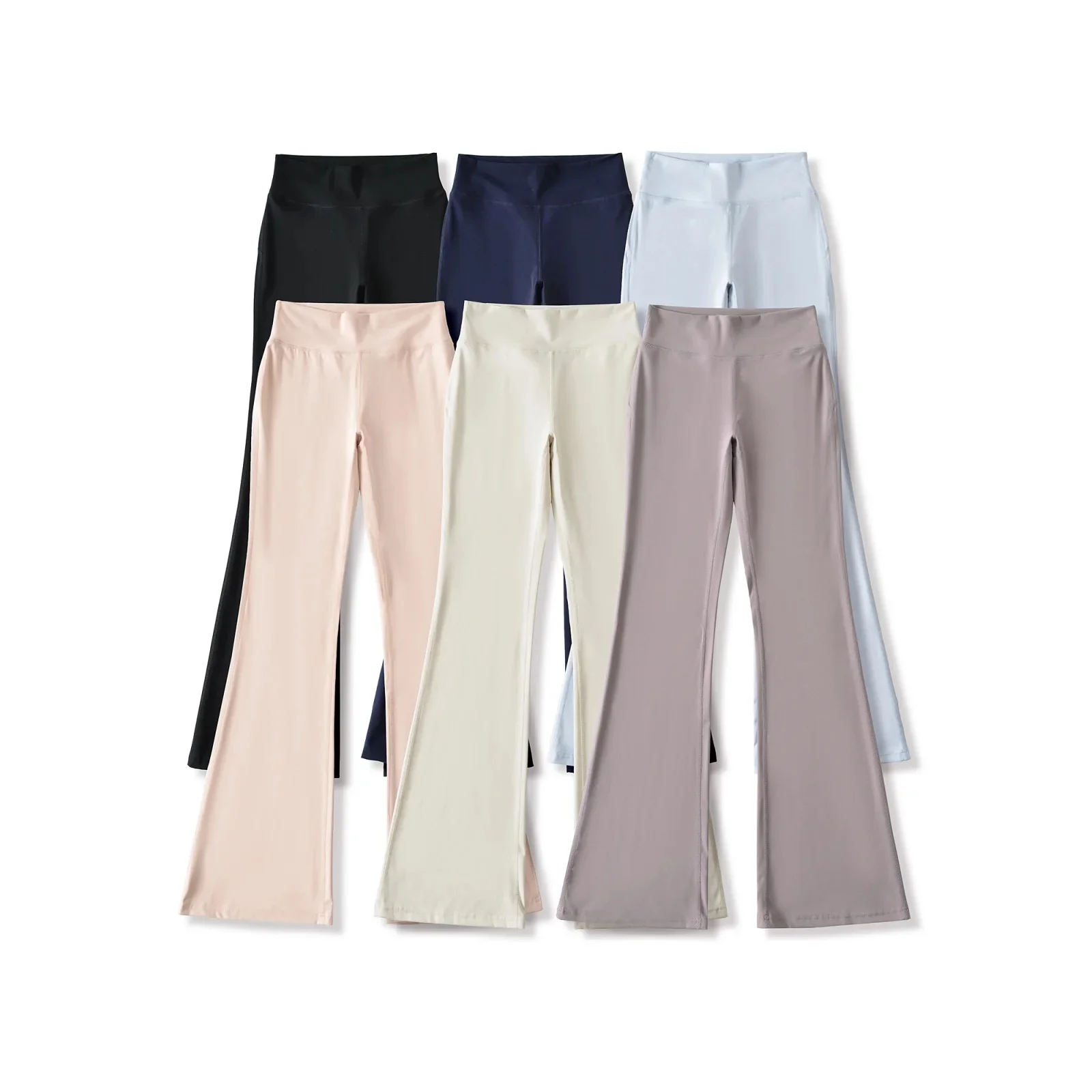 Slim Fit Fashionable Bell Bottom Pants Women's Sexy Casual Trousers High Waist Nylon Fabric Ladies' Micro Flared Pants