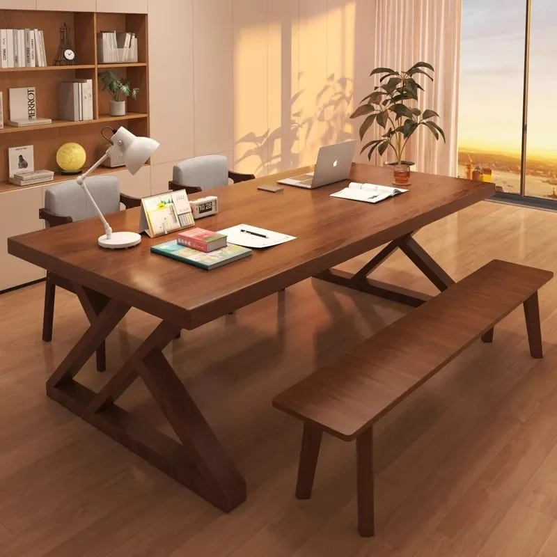 for Solid Wood Large Board Table Home Use Long Desk Simple Workbench Multi Person Reading Study Table