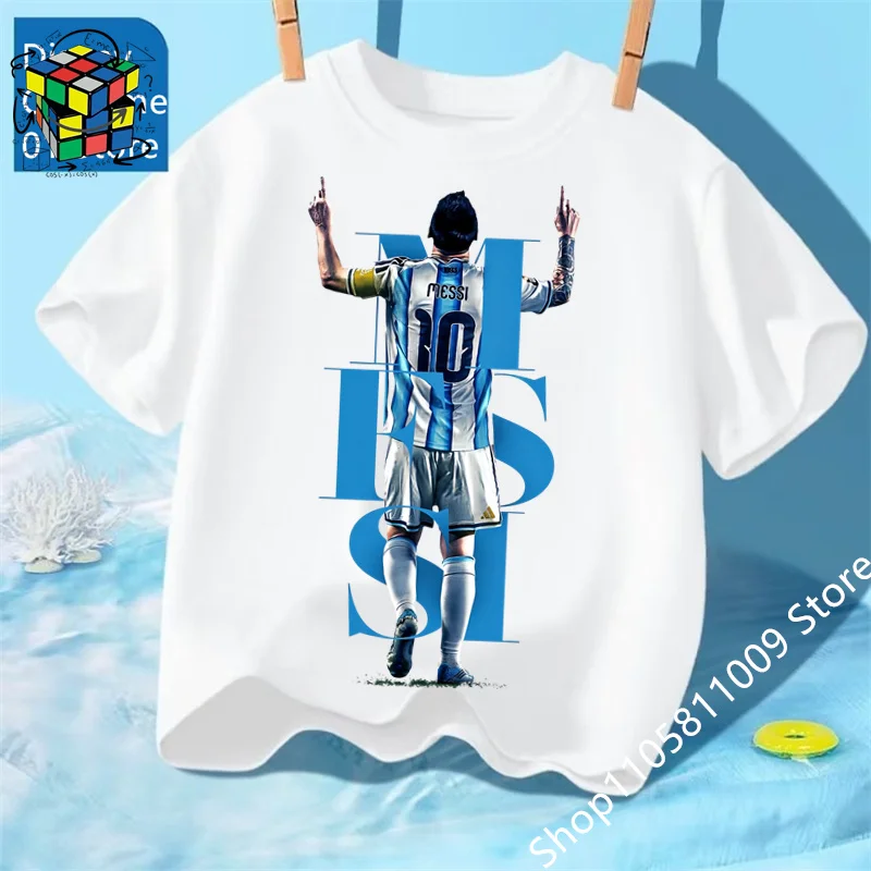 2026 Summer New Fashionable Children's Printed T-shirt Popular Football Star Messi Cool Boys and Girls Casual Short Sleeves