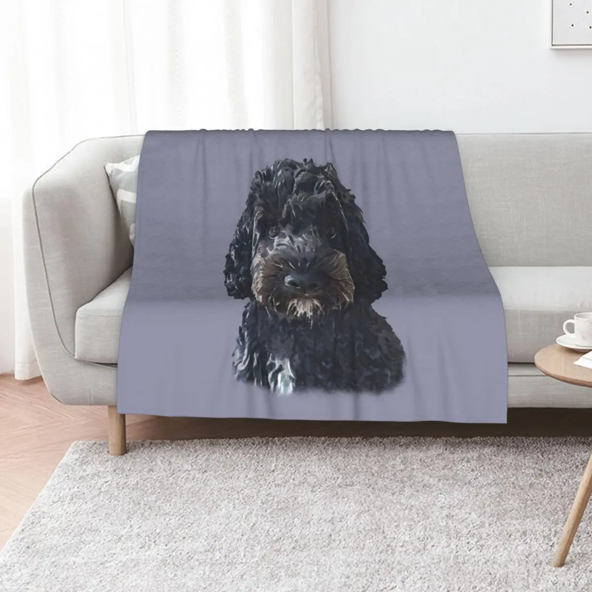 Black Cockapoo / Doodle Dog Throw Blanket blankets and throws wednesday for winter Retros Plush Blankets