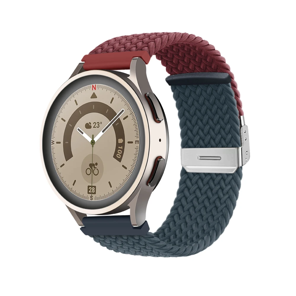 Pulseira de nylon trançada de 20mm 22mm para samsung galaxy watch 6 5 4 3 amazfit gtr4 pulseira magnética huawei watch 4/3/gt3 pro band