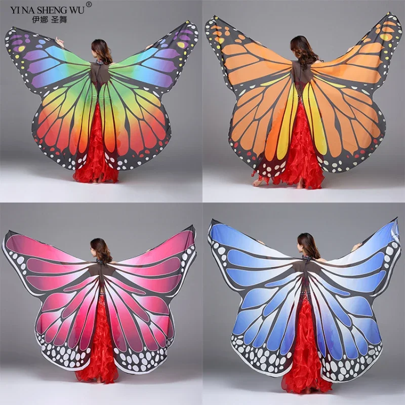 Bauchtanz-Requisiten, Schmetterlingsflügel, für Erwachsene, 360 Grad, große Schmetterlingsflügel, 145 cm x 290 cm, mehrfarbige Tanz-Requisiten, Chiffon-Farbflügel