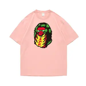 Bape Shark قصير الأكمام مشترك متخصص طباعة القطن طاقم الرقبة فضفاض تي شيرت نصف كم الأزواج الذكور والإناث الأكمام القصيرة أعلى 10 مبيعات نعال تأثيري لوفي - رقم 1