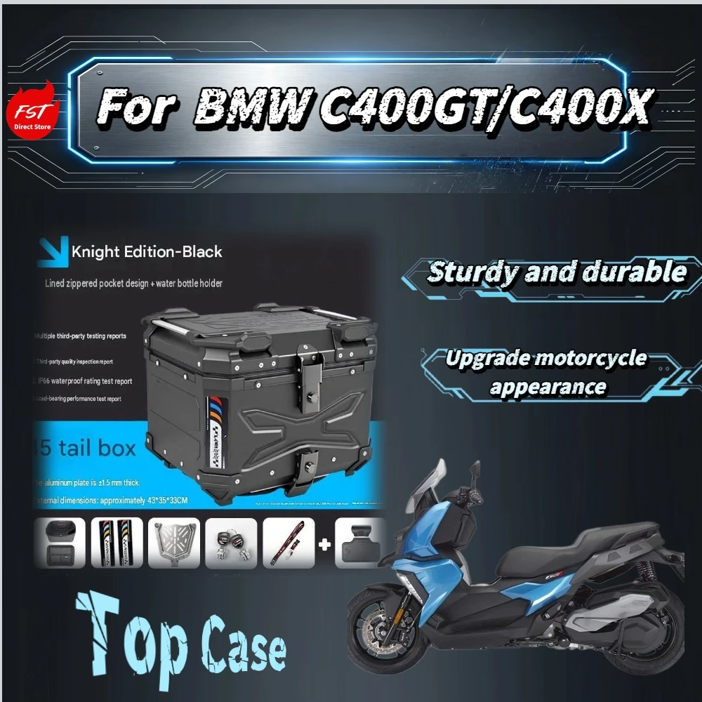 For BMW C400GT C400X Aluminum Tail Box Waterproof Rear Storage Trunk For Scooter Touring Mod Accessories