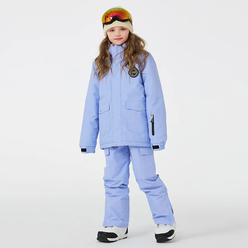 Children\'s Snow Suit Wear, Snowboard Clothing Sets, Ski Jackets and Strap Pants, Winter Kids Costumes, Boy‘s and Girl\'s