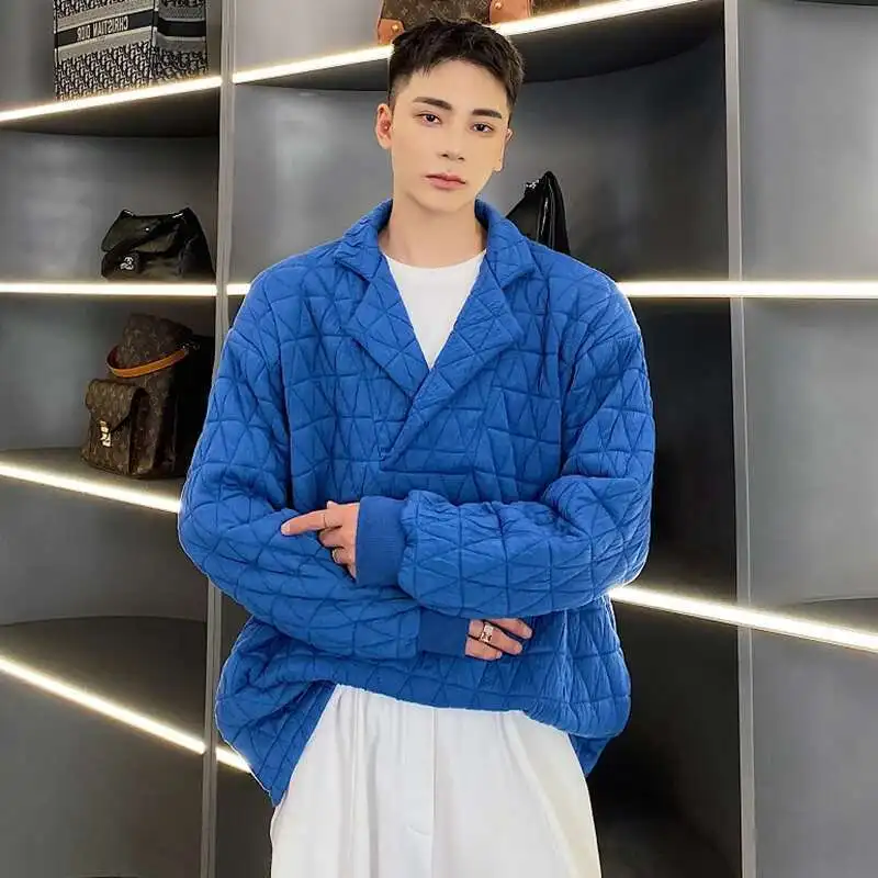 LUZHEN Personalized Thickened Pullover Men's Sweatshirt Jacket Winter Top Casual Trendy Niche Design Warm Solid Color JY8608