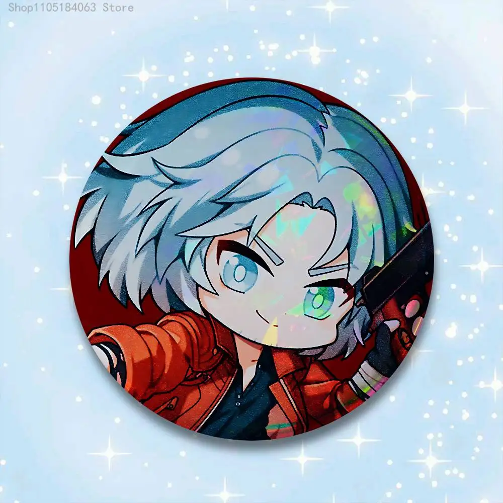 D-Devil M-May C-Cry 5 Dante DMC Badges 25 32 44 58 75 mm Round Cosplay Pin Bag Decor Fans Collect Friends Gifts Brooch Souvenir