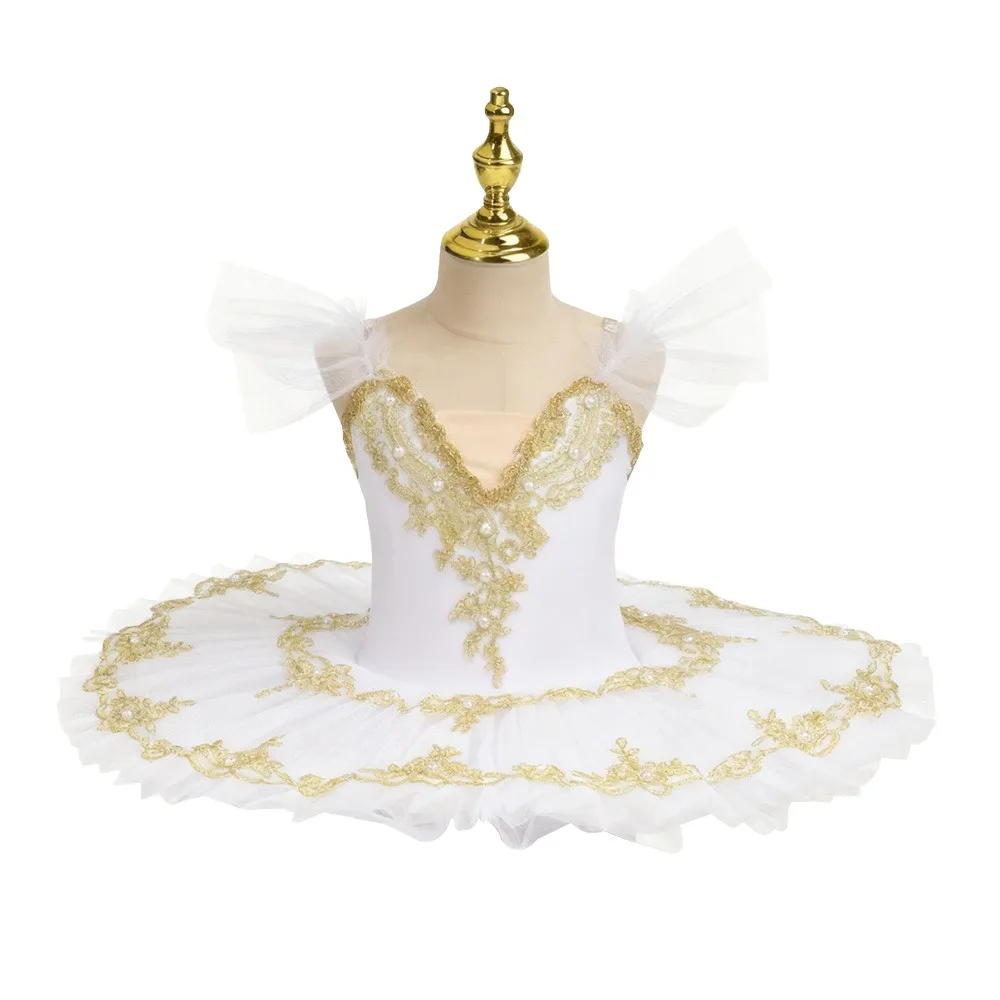 ファッションスパンコールキッズバレエドレスモダンパールバレエチュチュふわふわパーティードレスパフォーマンス服子供