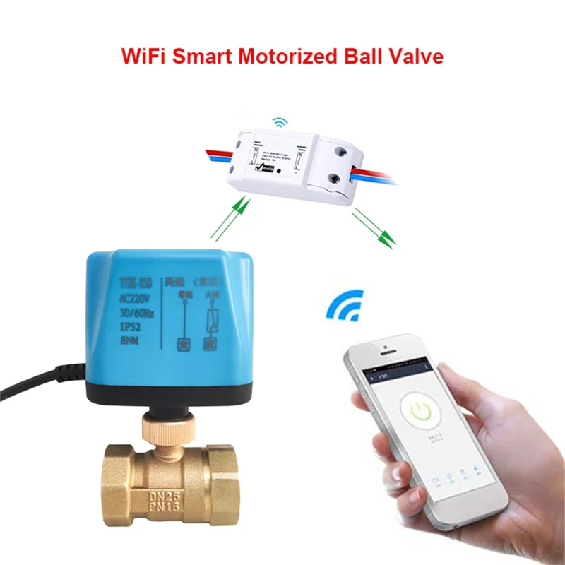 AED6-Tuya Wifi Smart Motorized Ball Valve Timing Water Smart Switch Electric Valve With Smart Life For Alexa Alice(1Inch) Durabl