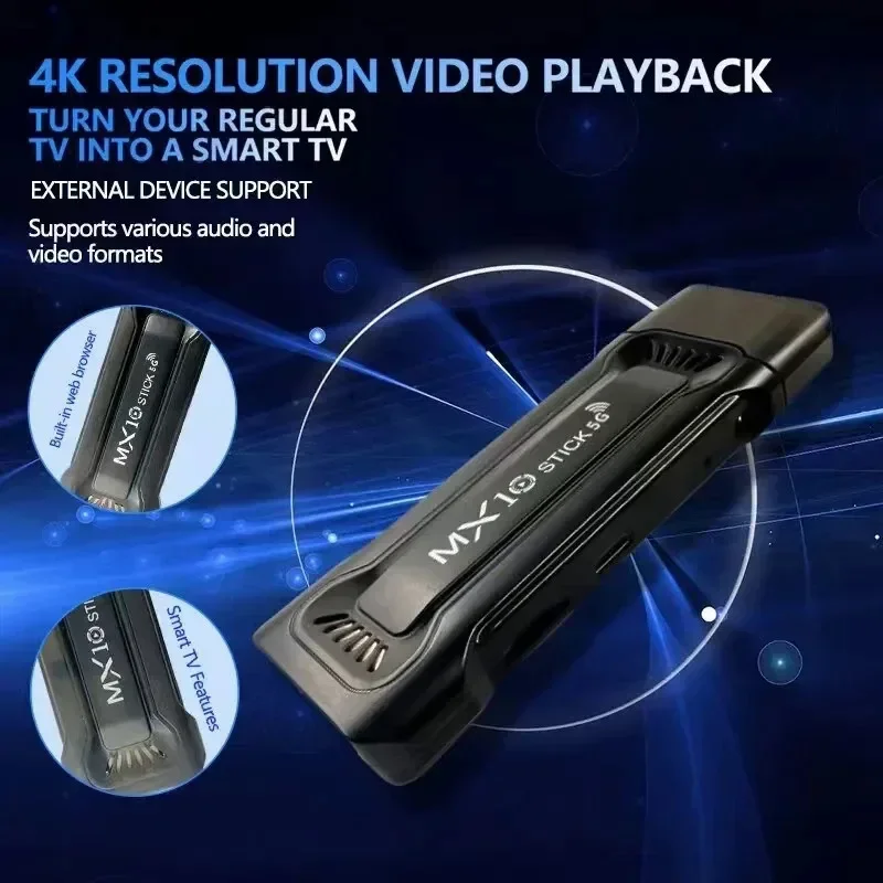 สําหรับ Google YouTube เครือข่าย Media Player Mini MX10 TV Stick 2.4g 5G DUAL WiFi Android 11 OS HDR ชุด 4K 1080 P สมาร์ททีวี sticks