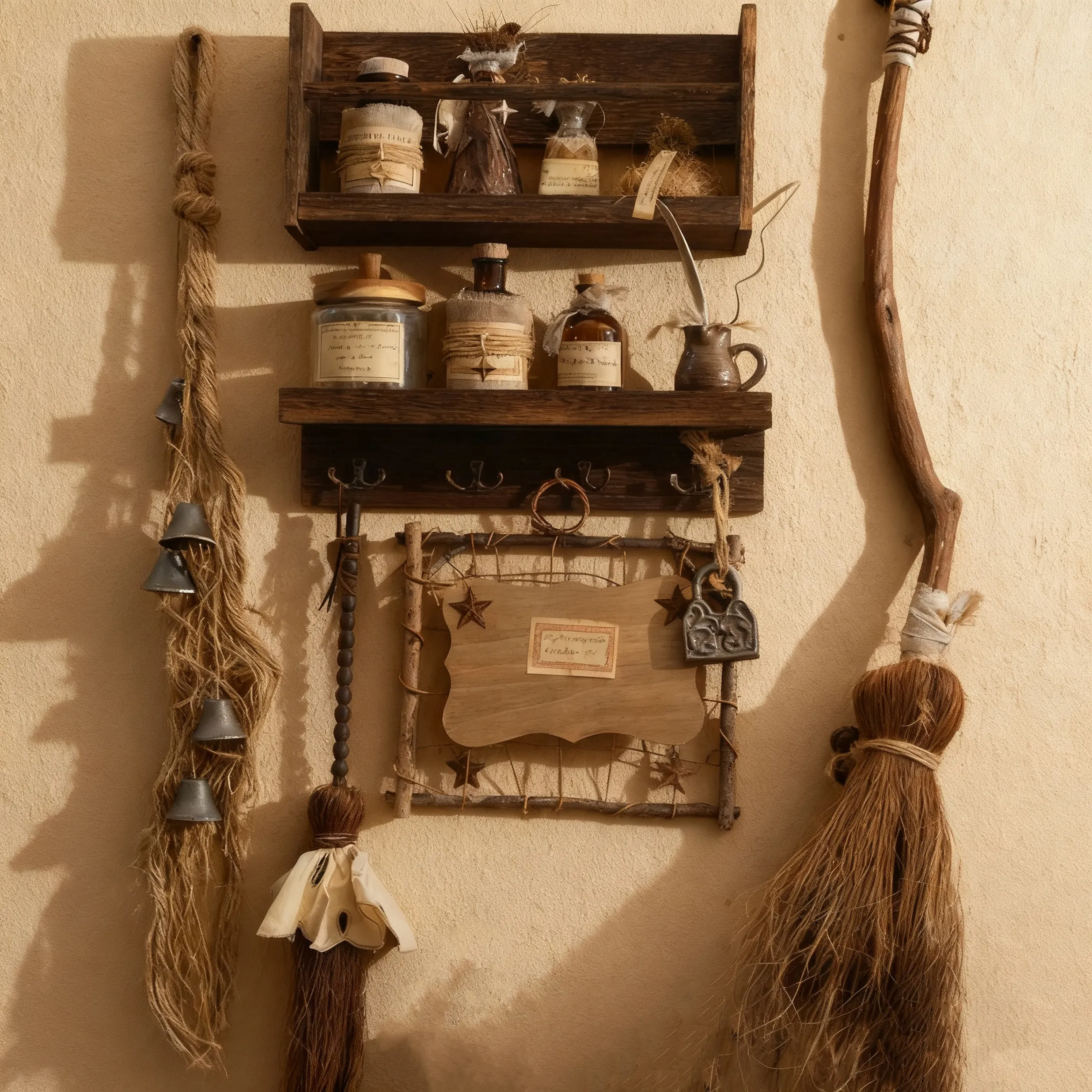 The whole set of props is packed, witch ornaments, magic scene arrangements, pendants, homestay hanging on the wall