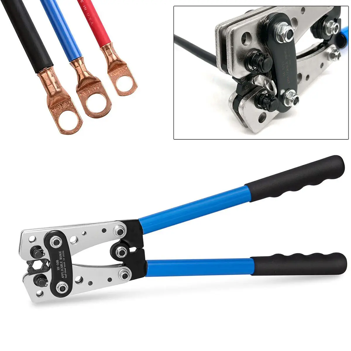 6mm² - 50mm² Plug crimper Hexagonal terminal crimper Duty Battery Cable Crimping Tool Wire Lugs Crimper Terminal Copper Lugs