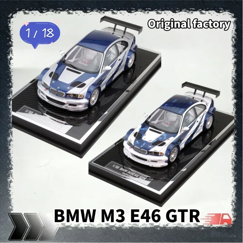 [In Stock] Original 1/18 Diecast Alloy BMW M3 E46 GTR Car Model, Two‑Livery Static Collectible Vehicle With Display Base