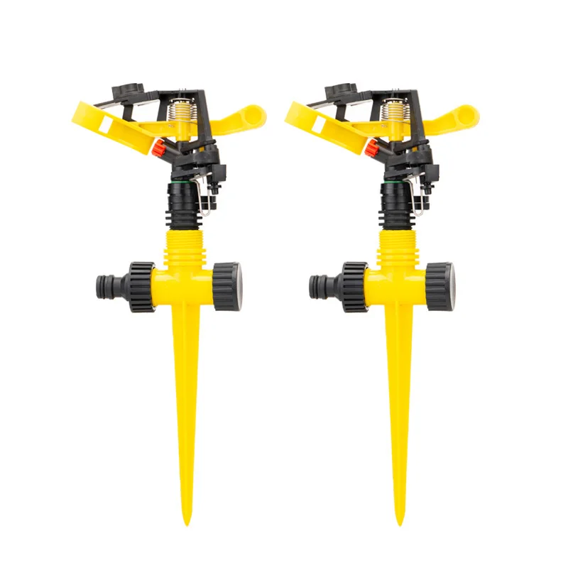 2PCS Adjustable Spiked Rocker Impact Sprinkler 360 Degrees Rotary Jet Lawn Irrigation Nozzle for Garden Agriculture Watering