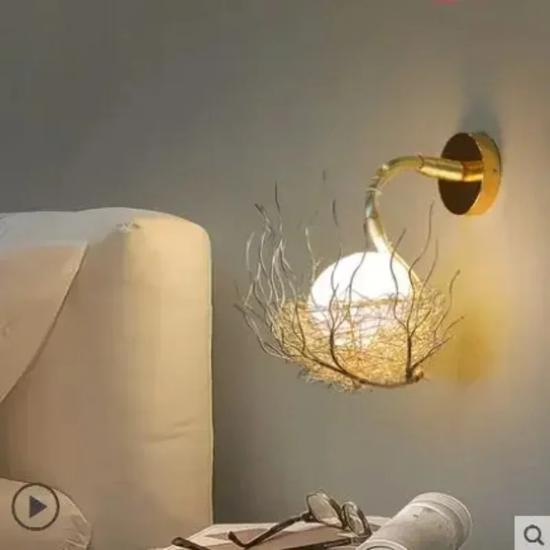 Nordic personality living room restaurant aisle wall lamp led warm bedroom bedside lamp creative stair light
