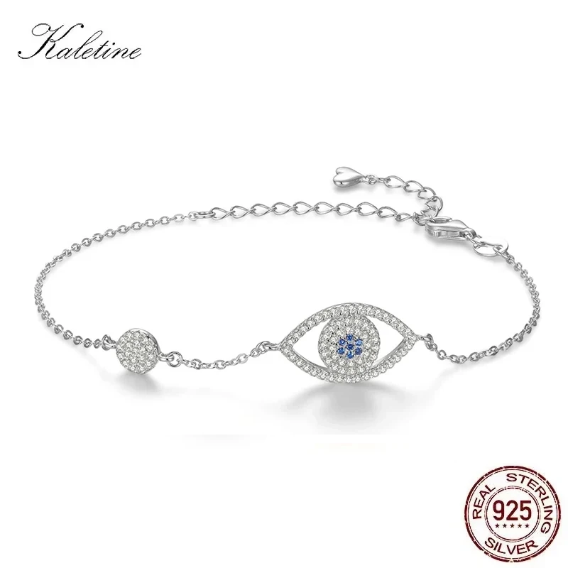 

Браслеты KALETINE из стерлингового серебра 925 пробы для женщин, с синим камнем, талисманом от сглаза, австрийскими кристаллами, турецкие ювелирные изделия, подарок