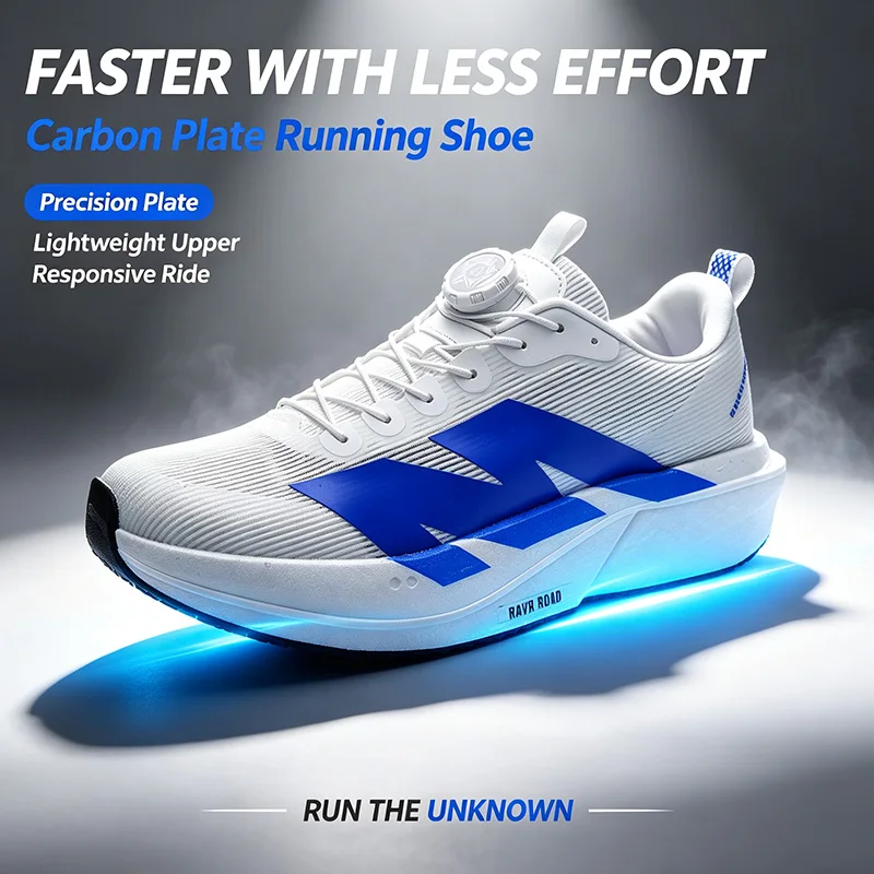 Men Cushioned Carbon Plate Running Footwear Breathable Mesh Marathon Sneakers Non-Slip Lightweight Athletic Shoes for Women Gym