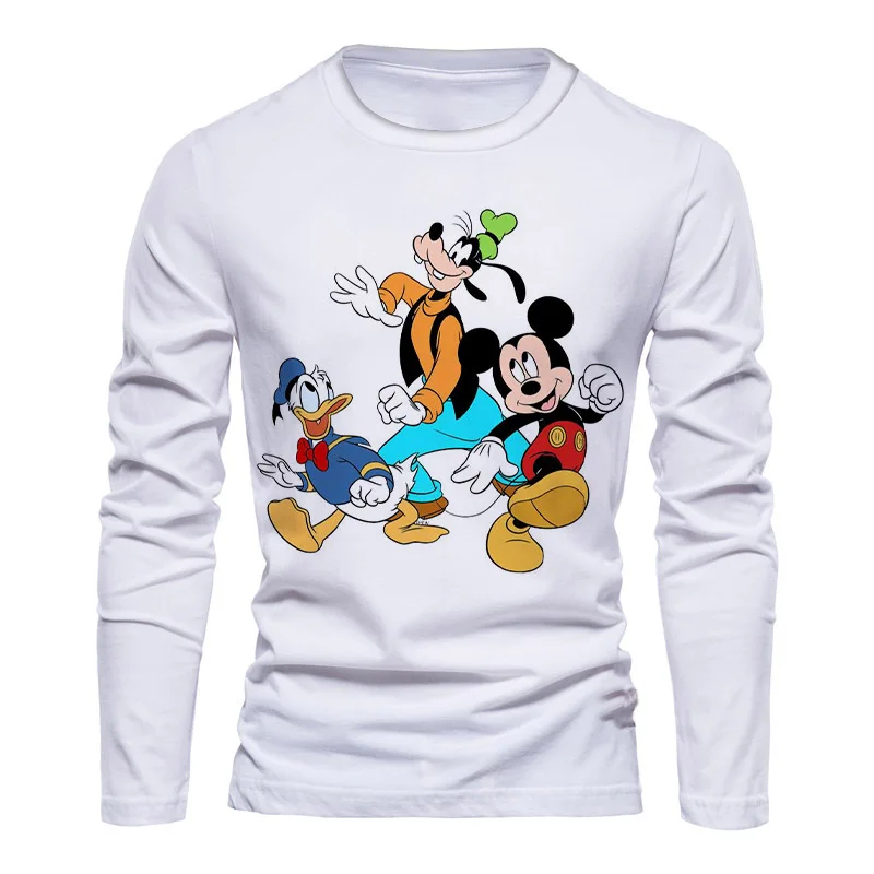 

2024 Fall Fashion Disney Brand Stitch Mickey Anime 3D Printing New Street Casual Trend Men's Round Neck Long Sleeve T-Shirt