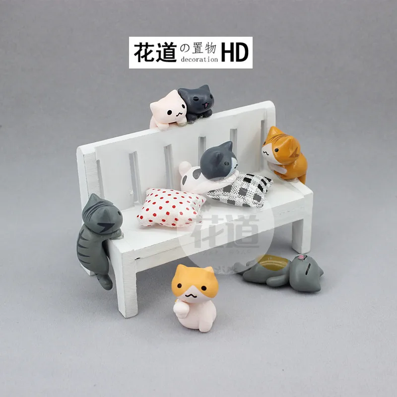 ZAKKA Grocery-Creative Succulent Decorative Cheese Cat, Fortune Cat, Moss Landscape Flower Pot, Hanging Ornaments, 6 Pieces