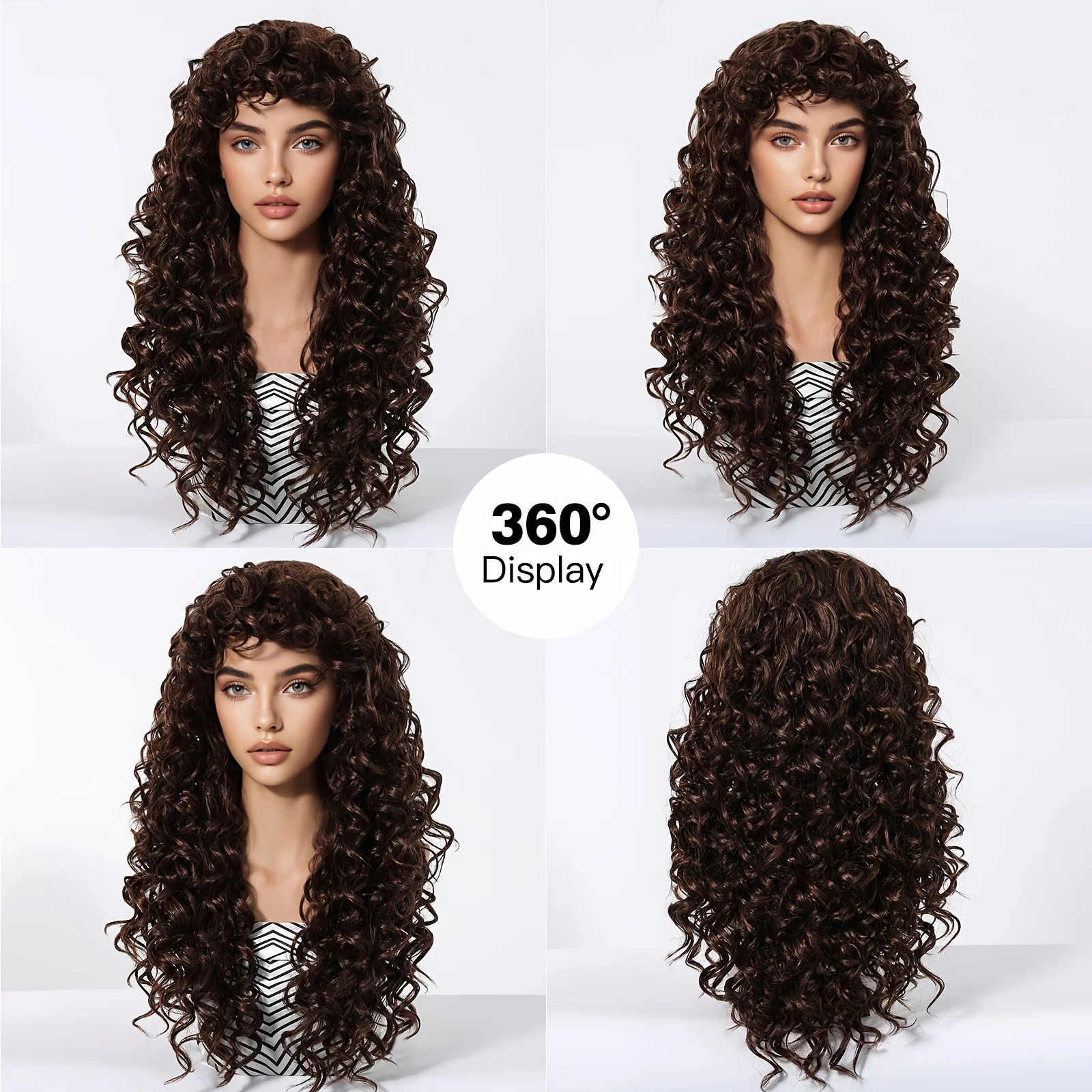 24-inch Long Wavy Wig! High-temperature Silk Rose Net, Natural Volume, Suitable for Daily Wear/Date Night/Carnival