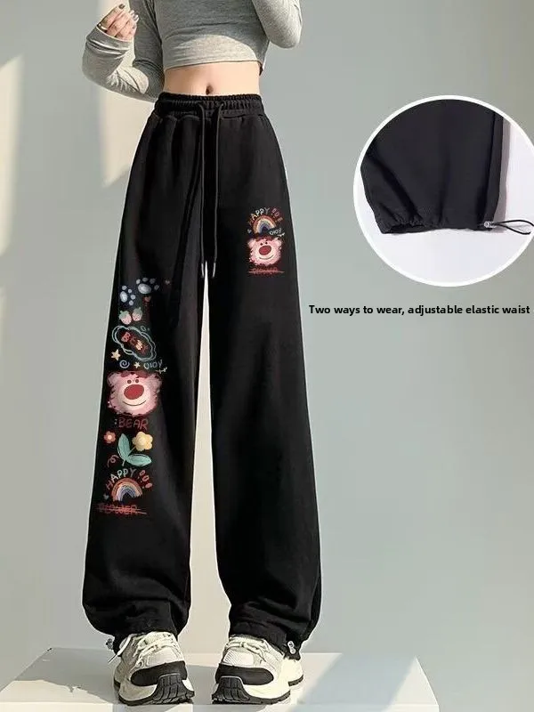 Spodnie damskie plus size z szerokimi nogawkami, luźne, sportowe, długie spodnie na wiosnę i jesień 2026, nowe, bardzo duże rozmiary, spodnie codzienne.
