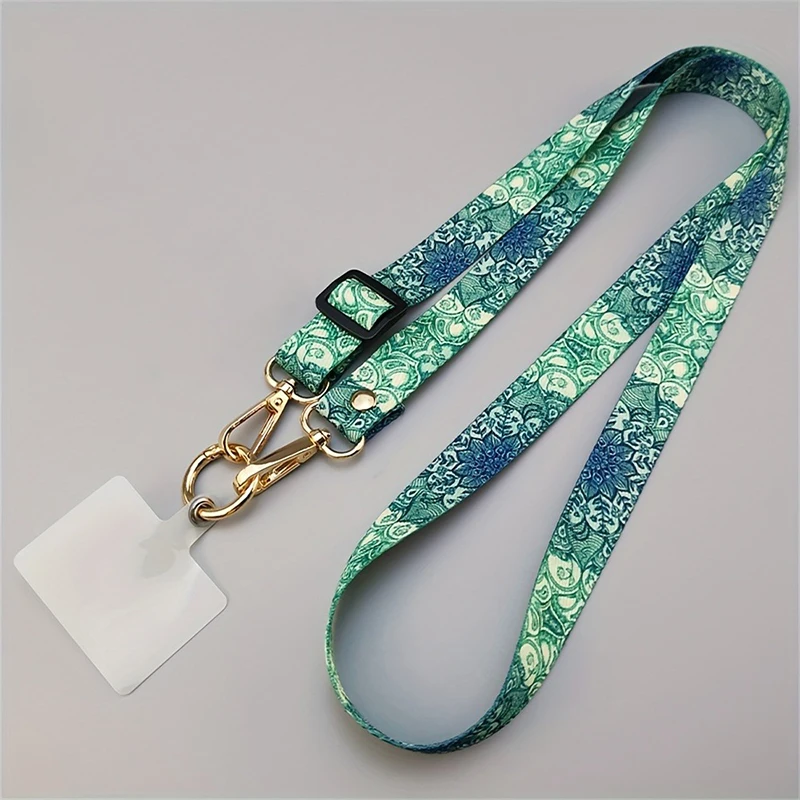 Tali Lanyard Ponsel Selempang Dicat Tali Gantung Leher Dapat Disesuaikan dengan Klip Gasket Lanyard Casing Ponsel Universal Antihilang