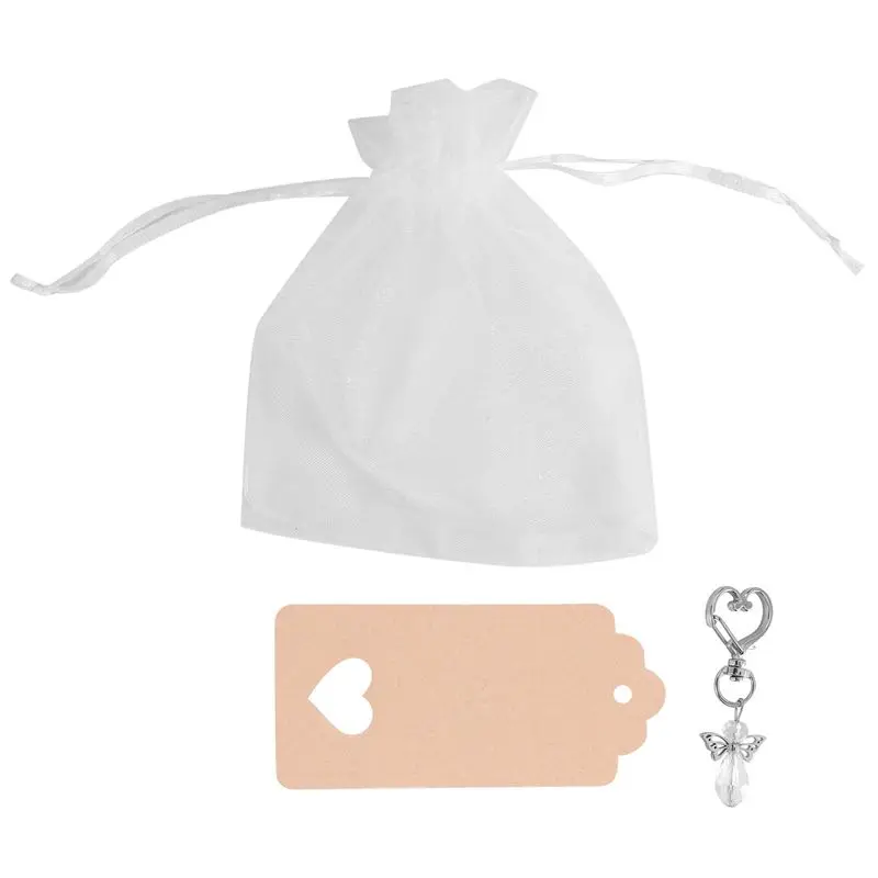 AB09 30 Pcs Angel Keychain Souvenir Wedding Gifts Baby Shower Favor Gifts Set with Tag Drawstring Candy Bag