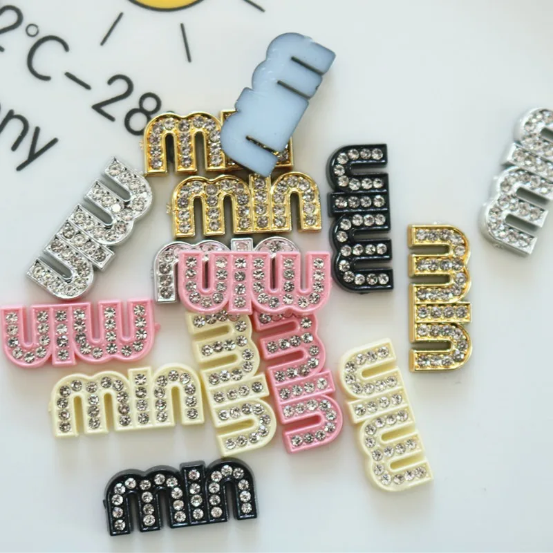 10pcs Cute Cartoon Kawaii Diamond min letter Series Flat Back Resin DIY Scrapbooking Cabochons Decoration Accessories