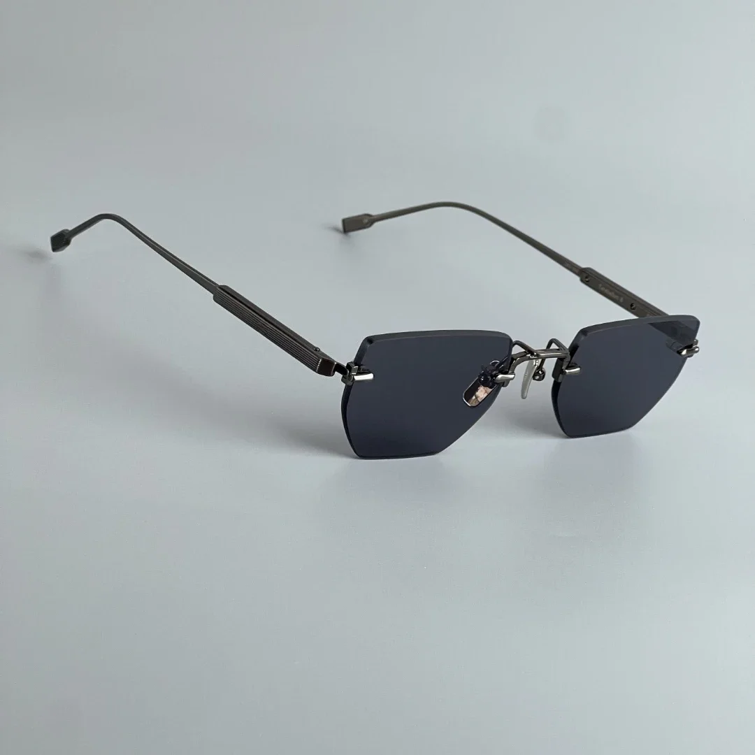 2026 New Rimless Handcrafted Sunglasses UV400 Classical Vintage High Street Alloy Outdoor Eyewear with Case