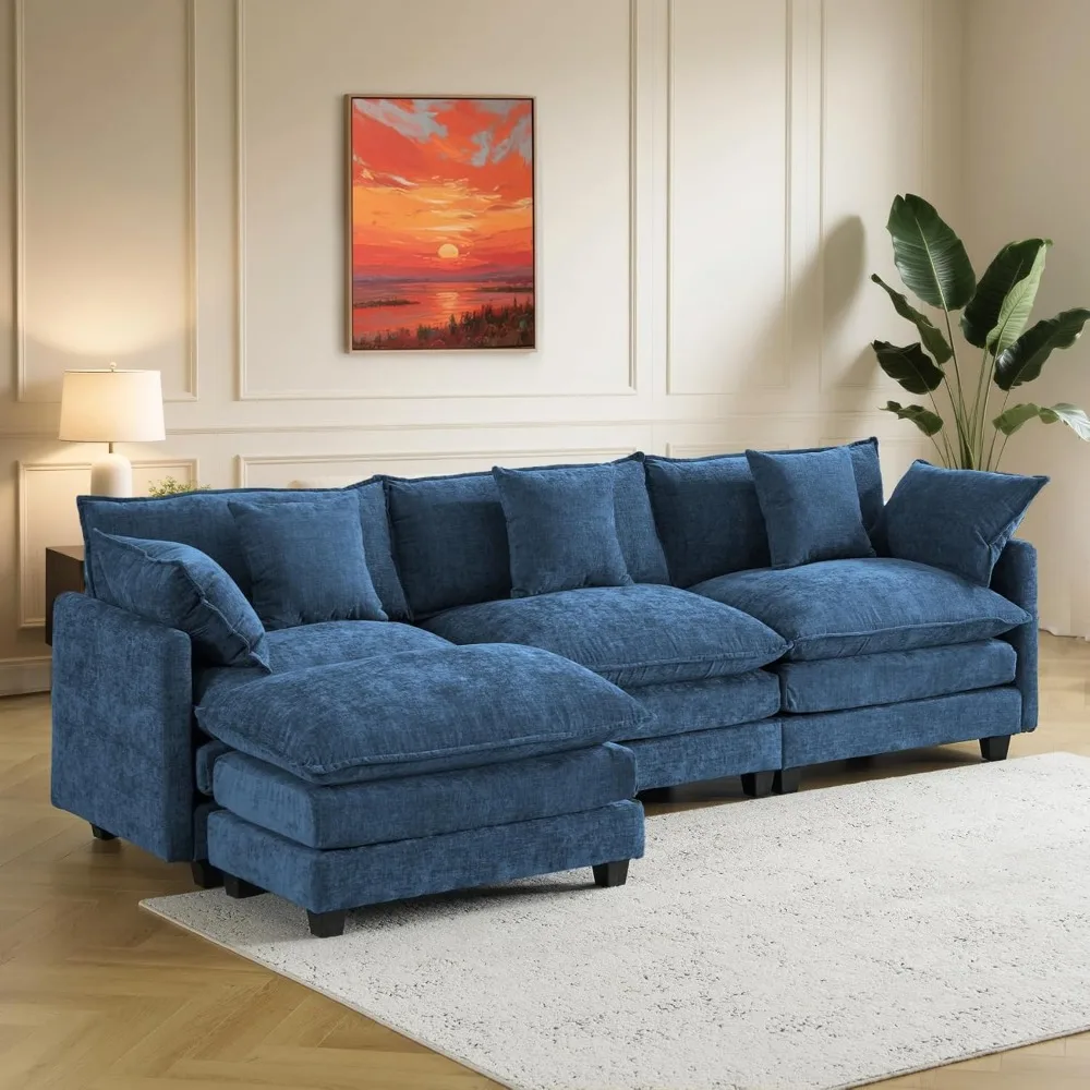 

111.4 Cloud L Shaped Sectional Couch with Ottoman｜Modular Chenille Sofa with 29.1 Deep Seat｜FSC Solid Wood Frame｜Easy Assembly &
